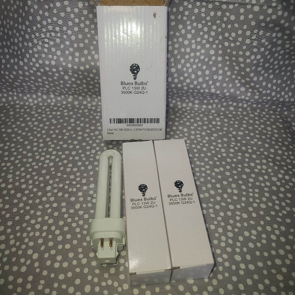Lot 2 PLC 13W 2U 3500k G24K-1 Bluex Fluorescent Compact Bulbs New In Box